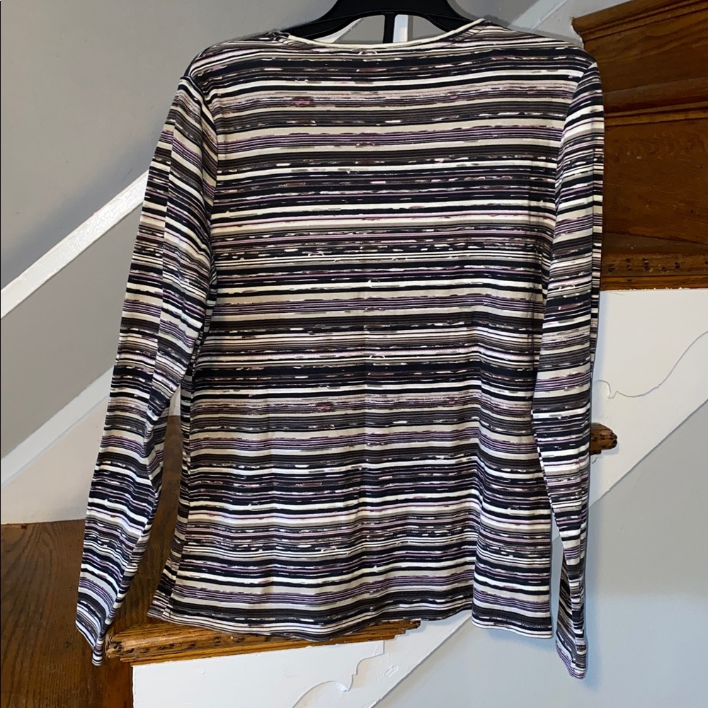 Croft & Barrow Striped Long Sleeve Tee Black, White, Purple Size Small - Picture 4 of 5